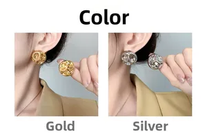 Détails de grandes boucles d'oreilles boules irrégulières concaves en or et argent