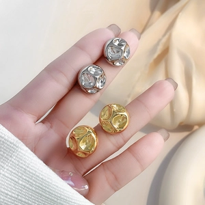 Boucles d'oreilles boules concaves irrégulières géométriques minimalistes en or et argent