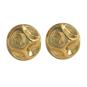 Boucles d'oreilles sphériques plaquées or à surface martelée irrégulière et reflet unique