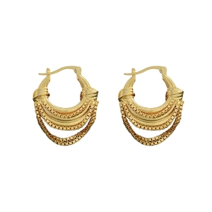 U-shaped multi-layered chain drop earrings in 18K gold plated brass for women