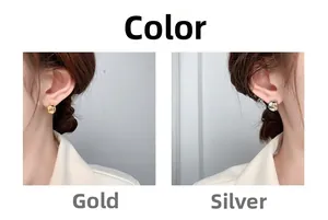 Minimalist geometric faceted C-shaped stud earrings in gold and silver plating