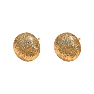 Minimalist gold textured stud earrings with irregular hammered round surface finish