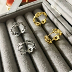 Luxe chain link hoop earrings with micro-pave crystals in gold and silver finish