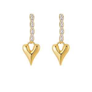 Elegant gold-plated heart drop earrings with marquise-cut crystals in a luxury design