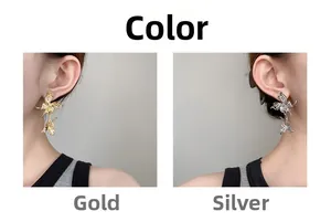 Artistic gold and silver petal-shaped earrings shown in a side-by-side comparison
