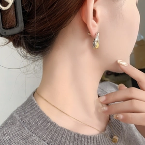 Two-tone gold and silver twisted knot earrings and fine necklace set for women