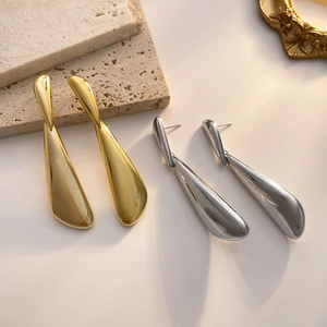 Geometric Irregular Teardrop Drop Earrings For Women High Polish Copper With 925 Sterling Silver Earring Post Minimalist