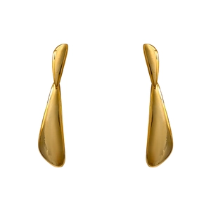 Elegant gold drop earrings with irregular geometric diamond shapes and long tassels