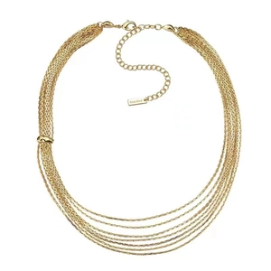 Golden multi-layer snake chain necklace with lobster clasp and adjustable extension link
