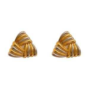 Geometrische Dreieck-Ohrringe im Bi-Color-Design mit strukturierter Gold-Silber-Optik