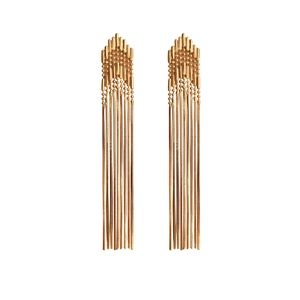 18K gold plated long tassel chain drop earrings featuring elegant geometric ladder design