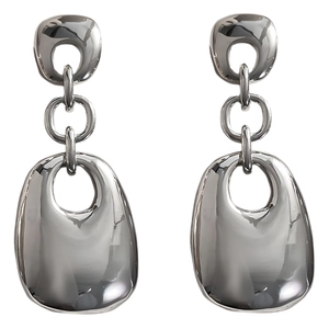 Mirror-polished geometric square earrings in 18K gold plated brass with a double-layer design
