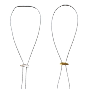 Minimalist bolo necklace featuring fluid metal sliders and flexible snake chains in gold and silver