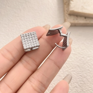 Chic square huggie earrings featuring sparkling cubic zirconia in a silver finish