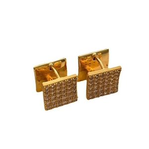 Elegant gold square cufflinks with micro-pave crystals for formal business wear