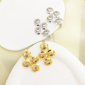 Geometric Interlocking Circle Drop Earrings With Zircon Inlaid Copper 18K Gold Plated 925 Sterling Silver Earring Post