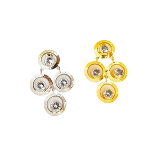 Ins style geometric drop earrings with sparkling cubic zirconia in gold and silver finish