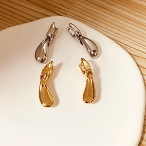 High Polish Waterdrop Teardrop Huggie Hoop Earrings Minimalist Gold Plated Copper Geometric Aesthetic Jewelry For Women