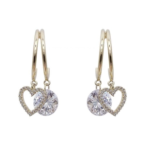 Elegant gold heart earrings with sparkling cubic zirconia charms for women's fashion