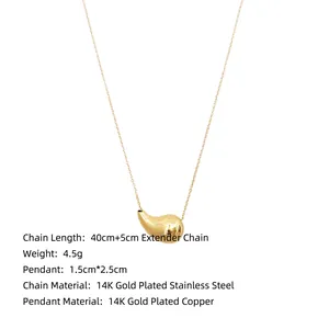 Détail de la chaîne en acier plaqué or 14K avec rallonge réglable de 5 cm de long