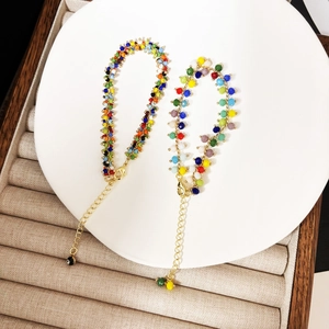 Colorful bohemian handmade beaded bracelets with 14K gold plated chain and lobster clasp