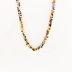 Handmade colorful bohemian beaded necklace with 14K gold plating in U-shaped layout