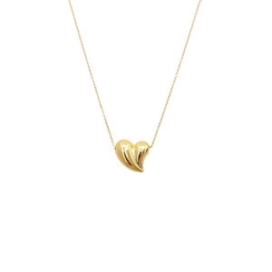 Collier cœur en acier inoxydable doré avec motif texturé ondulé élégant