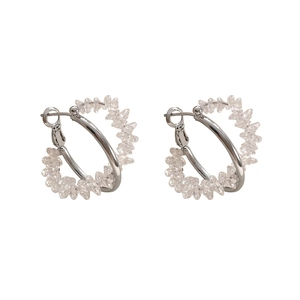 Elegant silver earrings with geometric zircon clusters in a sparkling circular design