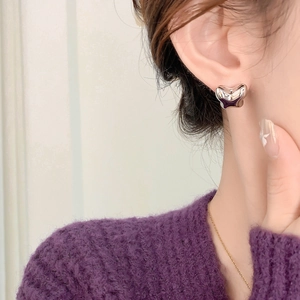 Elegant 18K gold plated hollow butterfly stud earrings for women with mirror finish