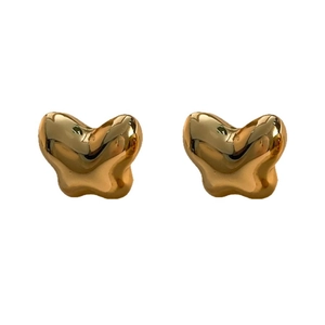 Elegant 18K gold-plated hollow butterfly stud earrings with a shiny polished finish