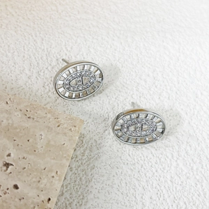 Elegant hollow pig nose stud earrings with zircon inlay in silver-plated 18K gold