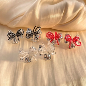 Elegante Schmetterling Schleife Ohrstecker Mit 925 Sterlingsilber Stift Kupfer Versilbert Perle Handgemachter Modeschmuck Für Damen