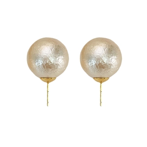 Elegant 925 silver champagne cotton pearl studs with vintage gold-tone textured finish
