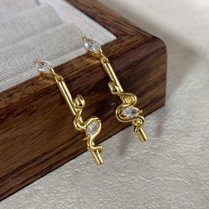 Snake Dangle Earrings With 925 Sterling Silver Earring Post Copper 18K Gold Plated Zircon Retro Jewelry Gift For Women