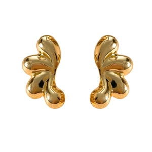 Pendientes de gota irregulares abstractos en cobre chapado en oro de 18 quilates