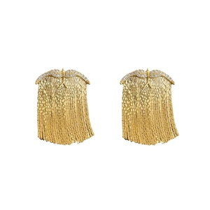 Elegant 18K gold plated bird tassel earrings with shimmering crystals for women