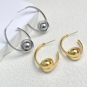 Geometrische Spiralball Ohrringe Mit 925 Sterling Silber Ohrstecker Kupfer 18K Vergoldet Minimalistischer Schmuck Damen