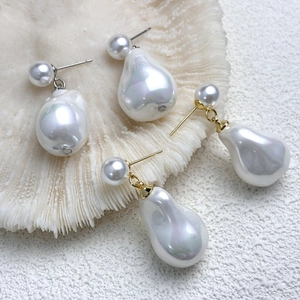 Baroque Irregular Imitation Artificial Pearl Drop Earrings French Elegant Copper With 925 Sterling Silver Earring Post For Women
