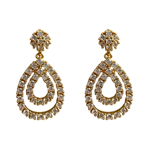 Lussuosi orecchini placcati oro 18 carati a doppia pera con cristalli micro-pave lucidi