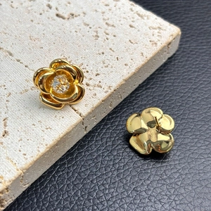 Elegant 18K gold-plated camellia flower stud earrings with sparkling 5A zircon stones