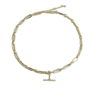 14K gold plated brass chain necklace with toggle clasp and adjustable tail link