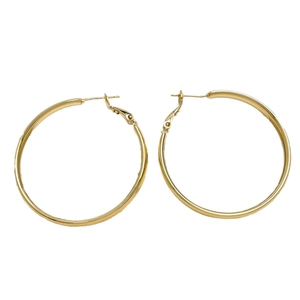 Classic 18K gold-plated chunky flat hoop earrings for women with lever-back closure