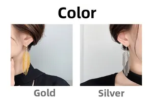 Detailansicht der langen Quasten-Ohrringe im Vergleich in Gold- und Silberoptik