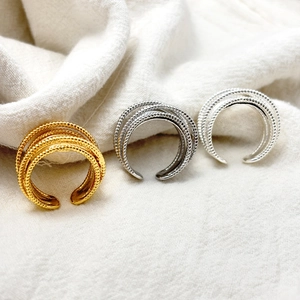 Minimalist multi-layer intertwined open rings in gold, silver, and gunmetal finishes