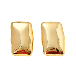 Französische 18K Gold Ohrstecker im rechteckigen Design mit polierter Lava-Struktur