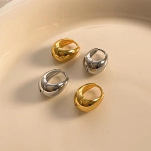 Waterdrop Hoop Earrings 18K Gold Plated Copper Chunky Teardrop Minimalist Polished Geometric Jewelry For Women