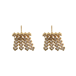 Golden tassel earrings with cubic zirconia stones in an 18K gold-plated setting