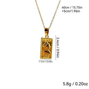 Detail of gold titanium steel coin pendant with Venus relief and product dimensions
