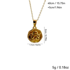 Dimensions détaillées du collier pendentif ange doré avec chaîne 40+5cm et breloque