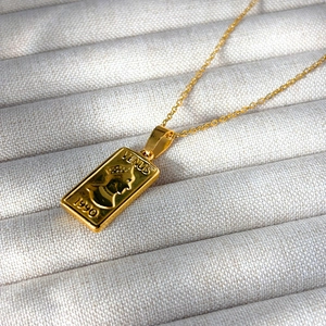 Venus Portrait Pendant Necklace 18K Gold Plated Stainless Steel Vintage Greek Style Rectangle Jewelry For Women